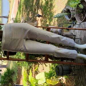Up! tan and white gingham checkered cropped pants